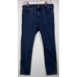 NYDJ For Chico’s Skinny Fit Mid Rise Jeans Medium Wash Denim Pearl Accent Sz 10